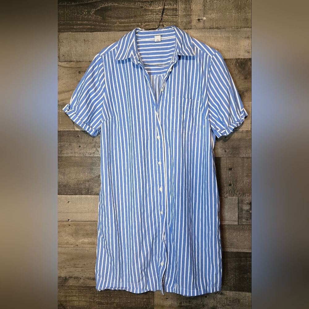 Old Navy Blue and White Striped T shirt dress - Picture 2 of 7